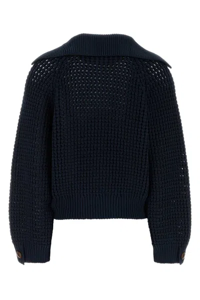 Brunello Cucinelli Long-sleeved Knitted Sweater In Blue