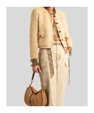 Etro Tweed-effect Cropped Jacket In Brown