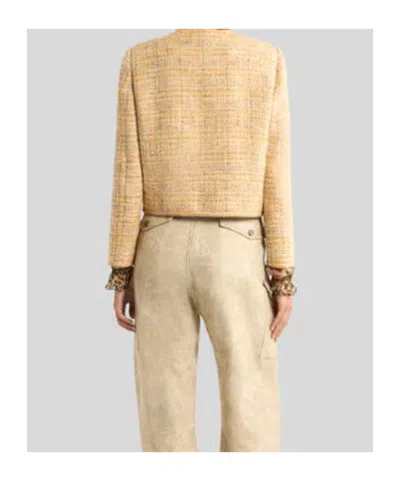 Etro Tweed-effect Cropped Jacket In Brown