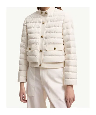 Moncler Quilted Button Jacket In White