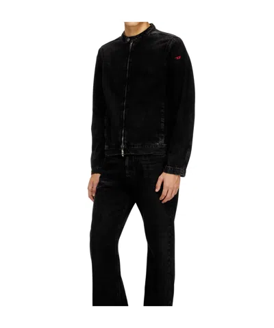 Diesel D-glory Snap-button Denim Jacket In Black