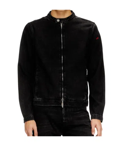 Diesel D-glory Snap-button Denim Jacket In Black