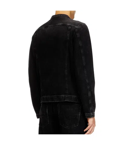 Diesel D-glory Snap-button Denim Jacket In Black