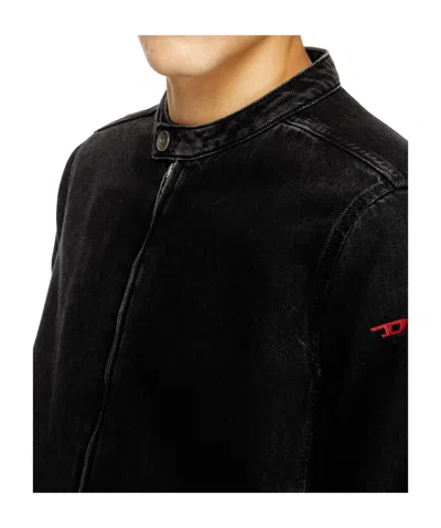 Diesel D-glory Snap-button Denim Jacket In Black
