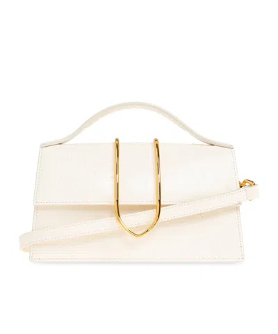 Jacquemus Structured Rectangular Handbag With Off-white Ostrich Effect In White