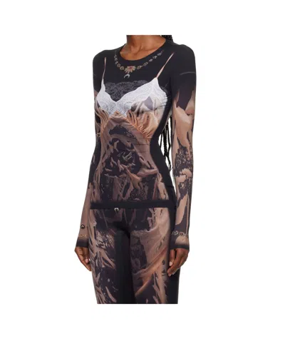 Marine Serre Stretch Plain Weave Knit T-shirt In Multi