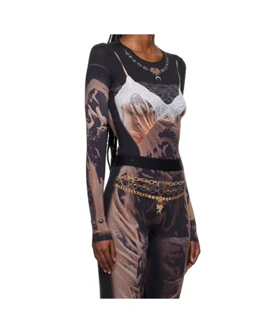 Marine Serre Stretch Plain Weave Knit T-shirt In Multi