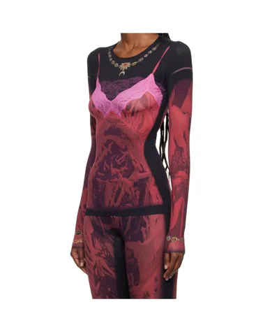 Marine Serre Stretch Plain Weave Knit T-shirt In Multi