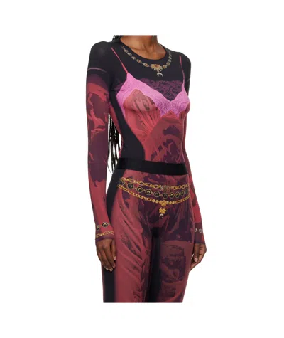 Marine Serre Stretch Plain Weave Knit T-shirt In Multi