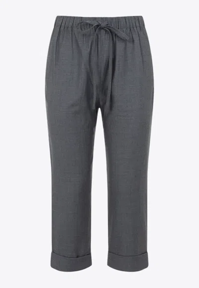 Co Turn-up Cropped Track Pants In Gray