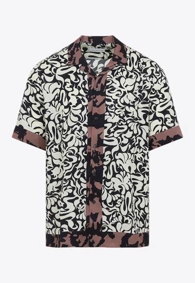 Dries Van Noten Short-sleeve Abstract Pattern Shirt With Camp Collar In Multi