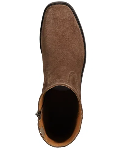 Frye Campus Suede Plain Toe Zip Boot In Brown