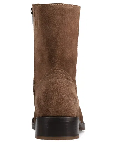 Frye Campus Suede Plain Toe Zip Boot In Brown
