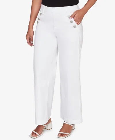 Ruby Rd. Petite Wide Leg Pull On White Sailor Jeans In White