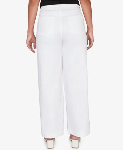 Ruby Rd. Petite Wide Leg Pull On White Sailor Jeans In White