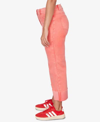Ruby Rd. Petite Sunwashed Cuffed Colored Ankle Jeans In Orange
