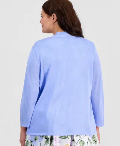 Kasper Plus Size Open-front A-line Cardigan In Blue