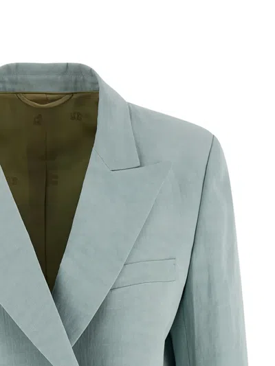 Blazé Milano Double Breasted Structured Shoulder Tailored Jacket In Blue