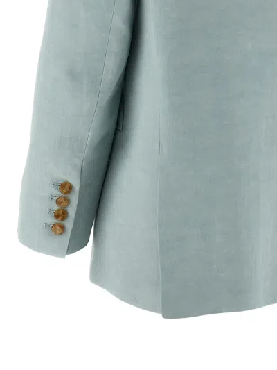Blazé Milano Double Breasted Structured Shoulder Tailored Jacket In Blue