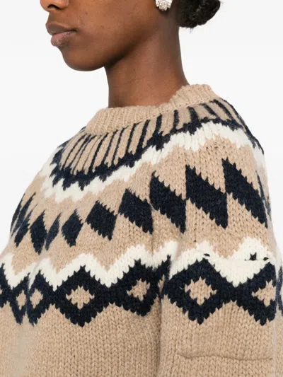 N°21 Geometric-pattern Sweater In Neutral