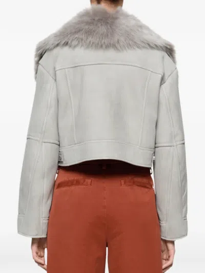 Dondup Leather Jacket In Gray