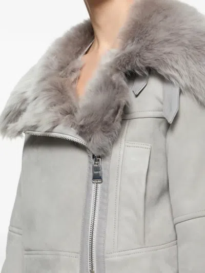 Dondup Leather Jacket In Gray