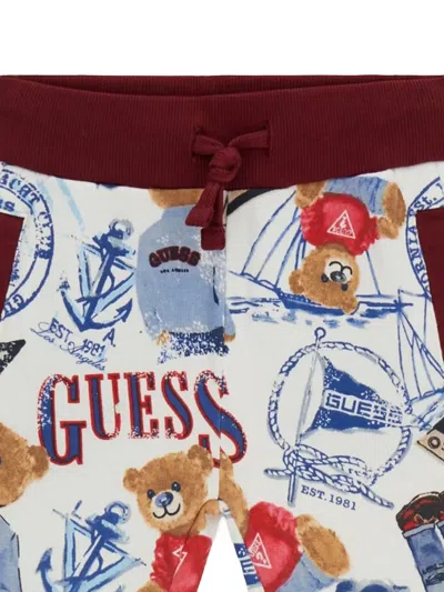 Guess Bear-print Drawstring Shorts In Multi
