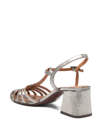 Chie Mihara T-strap Mustel Leather Sandals In Silver
