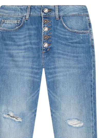 Dondup Distressed Buttoned Jeans In Blue