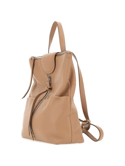 Gianni Chiarini Urban Backpack Adjustable Straps Front Zip Pocket In Brown