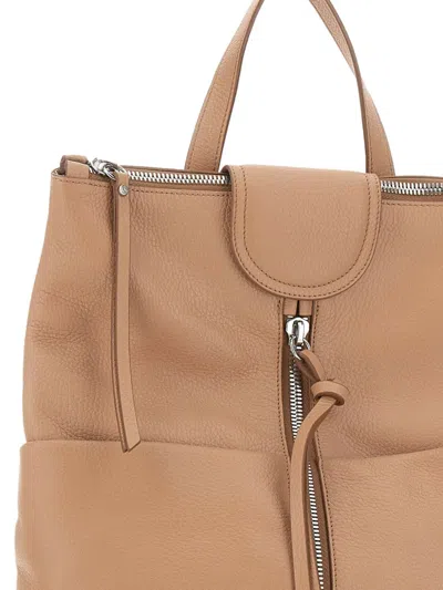 Gianni Chiarini Urban Backpack Adjustable Straps Front Zip Pocket In Brown