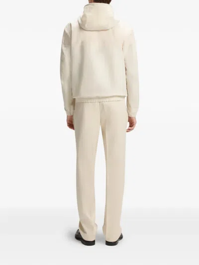 Hugo Boss Hooded Zipped Jacket In Neutral