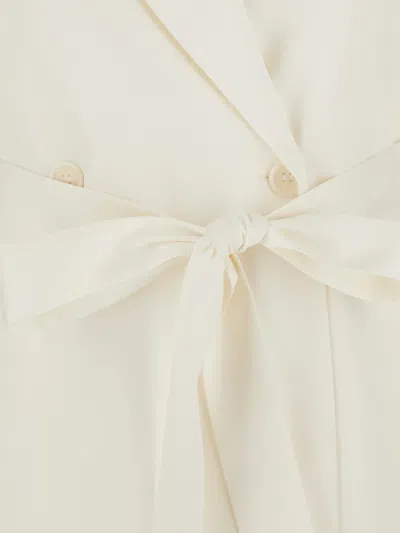 P.a.r.o.s.h White Double-breasted Jacket With Notched Revers And Front Belt Closure In Tech Fabric Woman In White