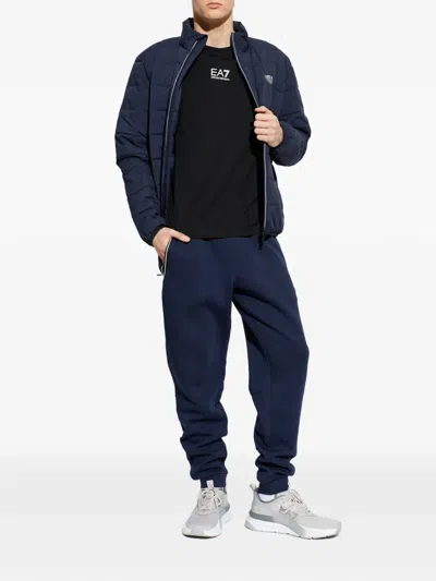 Ea7 Logo-patch Quilted Jacket In Blue
