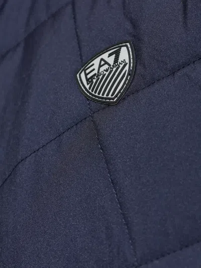 Ea7 Logo-patch Quilted Jacket In Blue