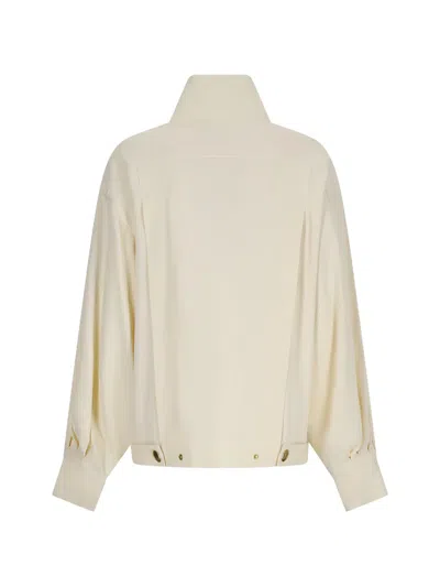 Darkpark Organic Cotton Jacket With High Collar And Pockets In Neutral