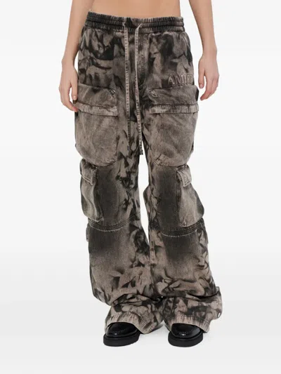 Amiri Gray Washed Cargo Jeans In Gray