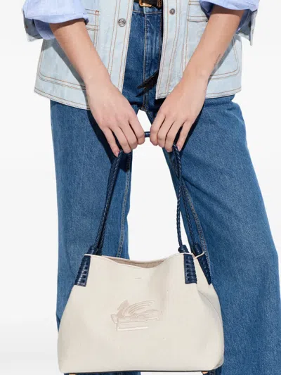 Etro Medium Libra Braided-handle Tote Bag In Neutral