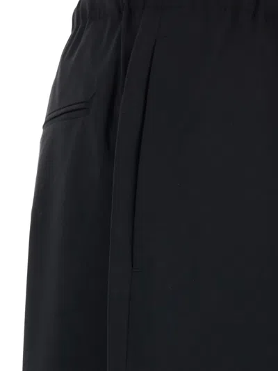Tonywack Black Pants With Drawstring Waist In Wool Blend Man In Black