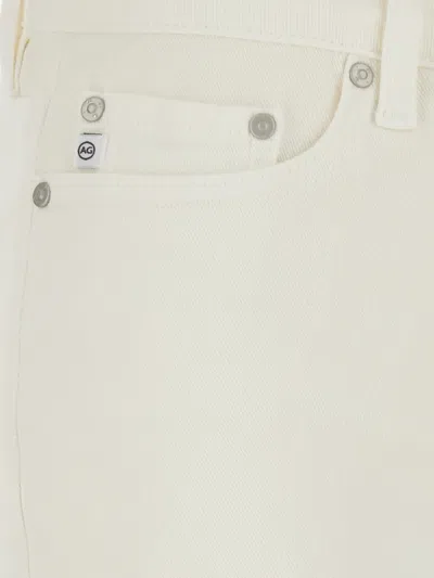 Ag White Jeans With Back Logo Patch In Cotton Woman In White
