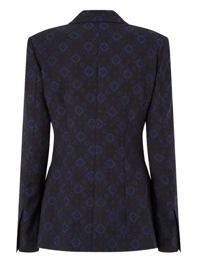 Pinko Geometric-print Single-breasted Jacket In Black