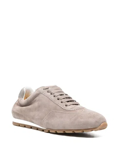 Doucal's Lace-up Flat Sneakers In Neutral
