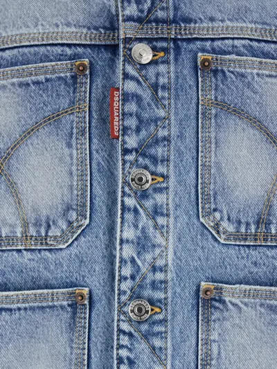 Dsquared2 Diagonal-wash Pockets Jacket In Blue