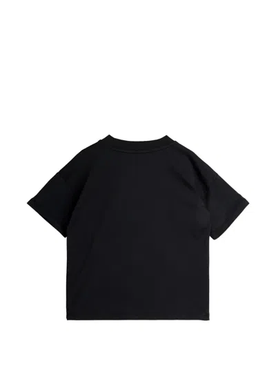 Mini Rodini Half-button Graphic-prit T-shirt In Black