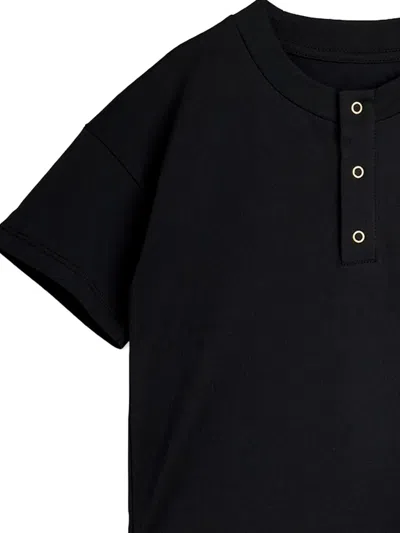 Mini Rodini Half-button Graphic-prit T-shirt In Black