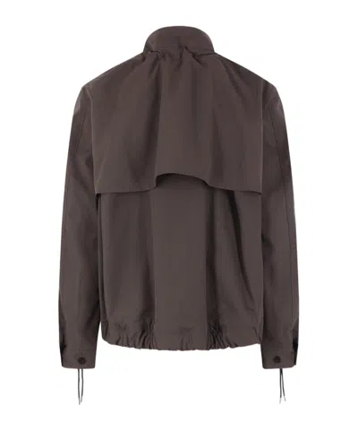 Sacai Full-zip Drawstring Jacket In Brown