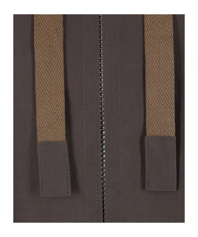 Sacai Full-zip Drawstring Jacket In Brown