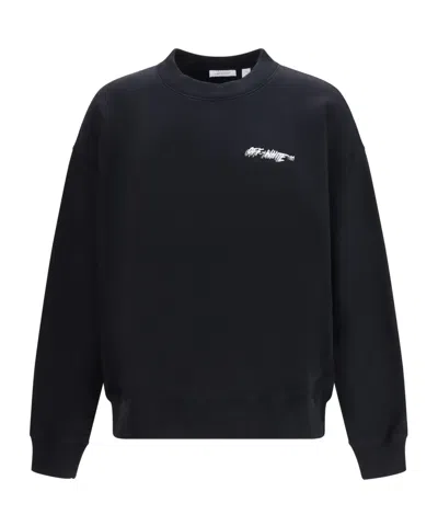 Off-white Mens Black Off-logo Crewneck Cotton Sweatshirt In Black