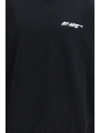 Off-white Mens Black Off-logo Crewneck Cotton Sweatshirt In Black