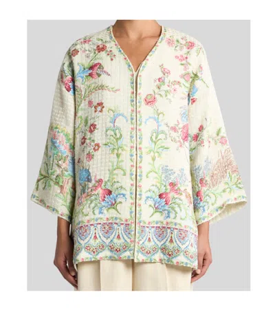 Etro Kesa Side Slit Cotton Blend Jacket In White